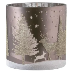 Käthe Wohlfahrt Kerzen & Teelichthalter-Windlicht "Hirsche Im Wald" Taupe, 15Cm
