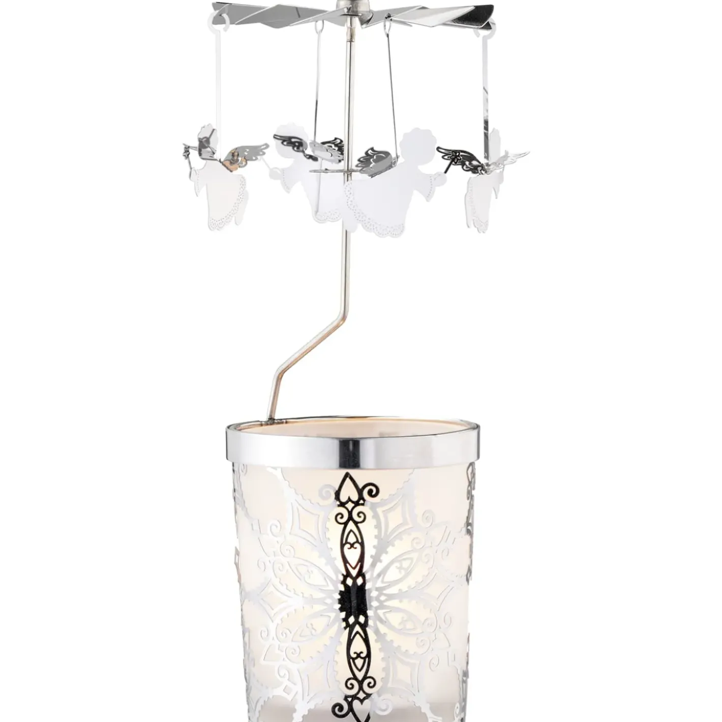 Käthe Wohlfahrt Kerzen & Teelichthalter-Windlicht-Karussell "Engel", Silber