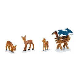 Hubrig Volkskunst Hubrig Miniaturen-Winterkinder Futterkrippe Mit 3 Rehen