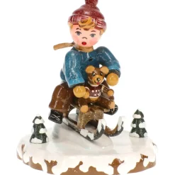 Hubrig Volkskunst Hubrig Miniaturen-Winterkinder Schlittenfahrer